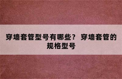 穿墙套管型号有哪些？ 穿墙套管的规格型号